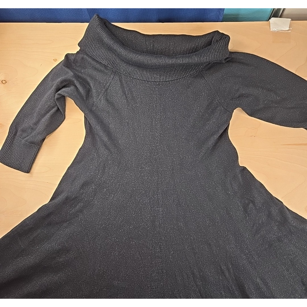Torrid Womens Sweater Dress Plus 2 Black 3/4 Sleeve Sparkle Stretch Cowl Neck